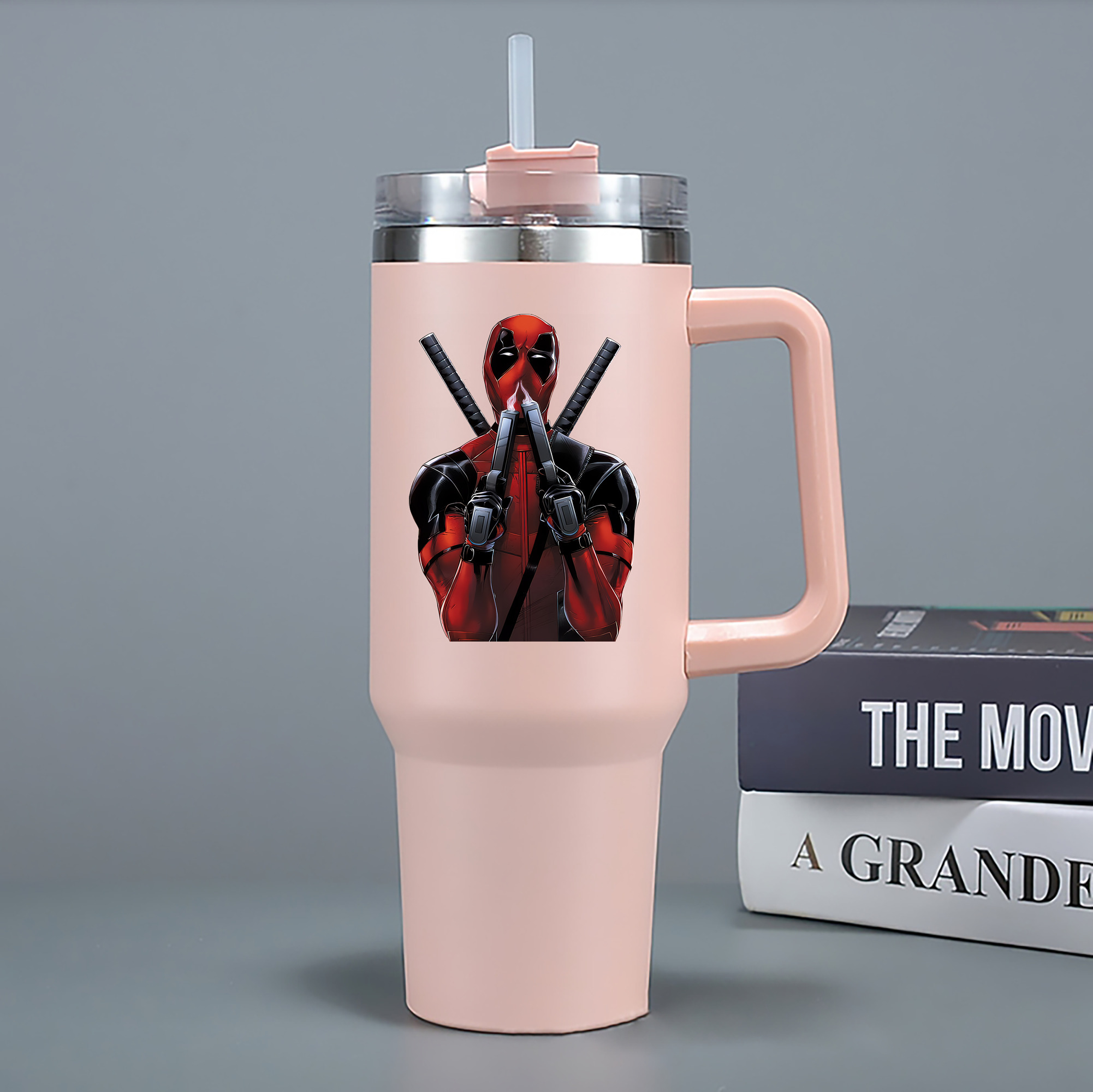 （画像用） Deadpool デッドプール 1200mL車用タンブラー - クリスタルステッカー（プラスチックストロー付き）